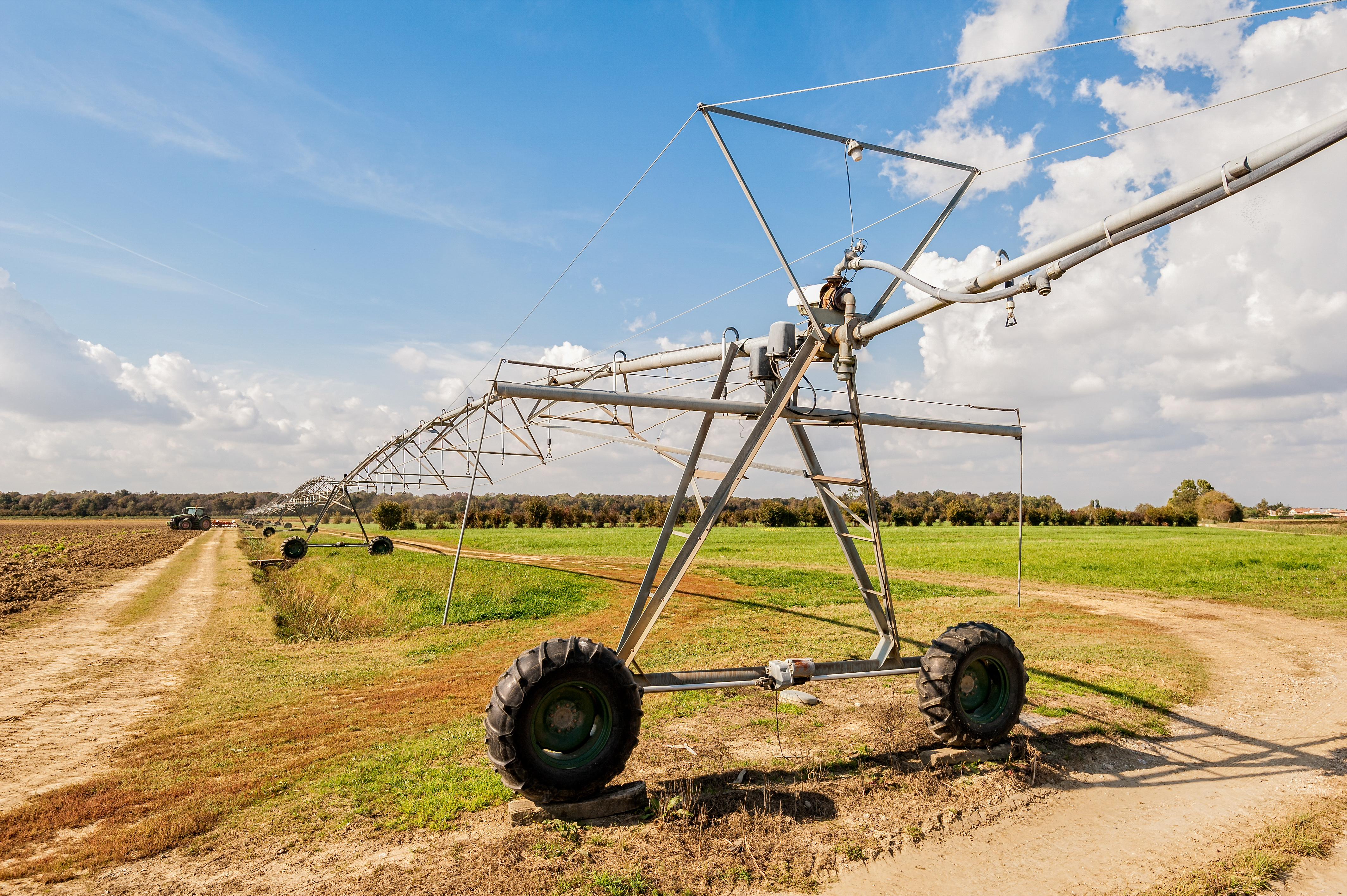 Center-pivot irrigation system in field
